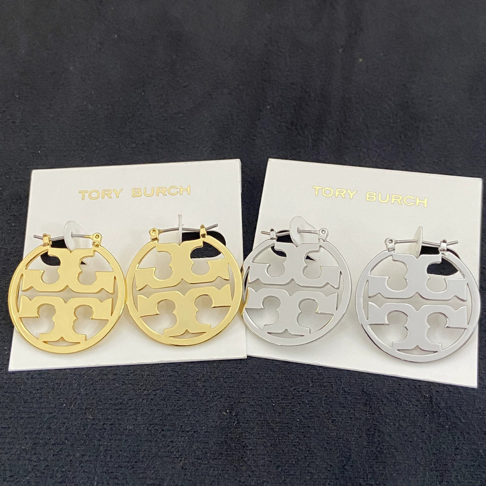 Tory Burch Round Metal Earrings Classic Trendy